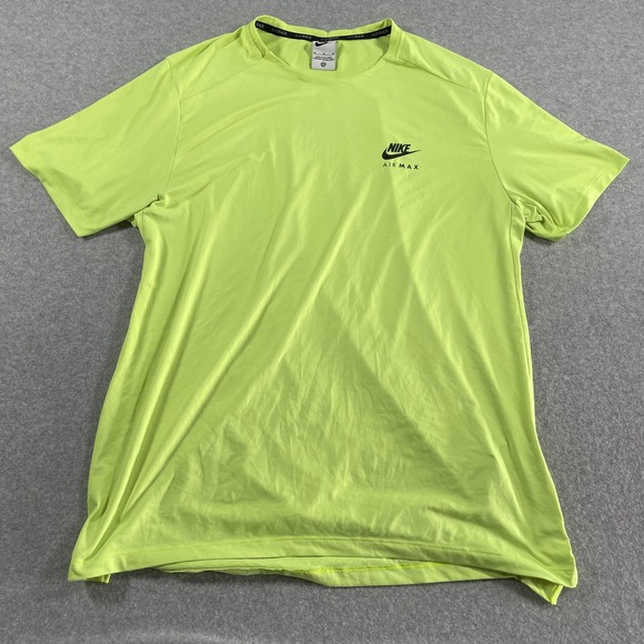Nike Air Max Shirt Mens Medium Neon Yellow Green Athletic Performance FB2481-702 - Picture 1 of 12